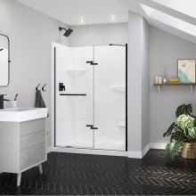 Maax Canada 139579-900-340-000 - Reveal Sleek 71 51 1/2-54 1/2 x 71 1/2 in. 8mm Pivot Shower Door for Alcove Installation with Clea