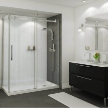 Maax Canada 410004-543-001-002 - B3Round 6030 Acrylic Corner Right Shower Base in White with Anti-slip Bottom with Right-Hand Drain