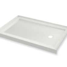 Maax Canada 410035-541-001-001 - B3Round 6034 Acrylic Alcove Shower Base in White with Anti-slip Bottom with Left-Hand Drain