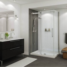 Maax Canada 420001-502-001-100 - B3Square 4832 Acrylic Corner Left Shower Base in White with Center Drain