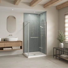 Maax Canada 420001-543-001-100 - B3Square 4832 Acrylic Corner Right Shower Base in White with Anti-slip Bottom with Center Drain