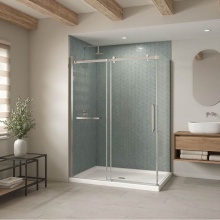 Maax Canada 420036-502-001-100 - B3Square 6042 Acrylic Corner Left Shower Base in White with Center Drain