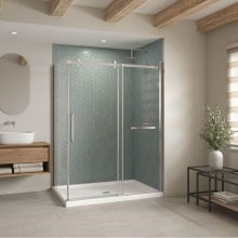 Maax Canada 420036-543-001-100 - B3Square 6042 Acrylic Corner Right Shower Base in White with Anti-slip Bottom with Center Drain