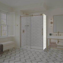 Maax Canada 137422-900-343-000 - Odyssey SC Return Panel for 32 in. Base in Clear Glass in Brushed Gold