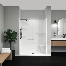 Maax Canada 105921-000-001-179 - Camelia SH-6034 Acrylic Alcove Center Drain Right Molded Seat One-Piece Shower in White