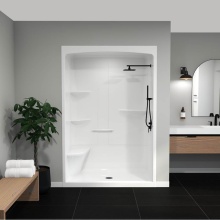 Maax Canada 105922-LC-000-001 - Camelia SHR-6034 Acrylic Alcove Center Drain Left Molded Seat One-Piece Shower in White