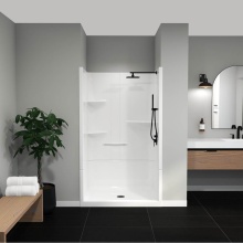 Maax Canada 105919-000-001-003 - Camelia SH-4834 Acrylic Alcove Center Drain No Seat Two-Piece Shower in White