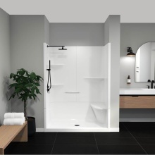 Maax Canada 105921-000-001-181 - Camelia SH-6034 Acrylic Alcove Center Drain Right Molded Seat Two-Piece Shower in White