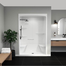 Maax Canada 105922-000-001-191 - Camelia SHR-6034 Acrylic Alcove Center Drain Left and Right Molded Seat Three-Piece Shower in Whit