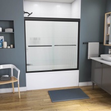 Maax Canada 134561-927-340-000 - Kameleon 55-59 x 57 in. 6 mm Bypass Tub Door for Alcove Installation with Fluted glass in Matte Bl