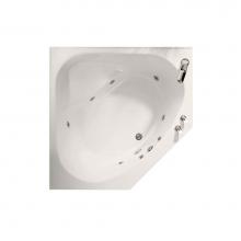 Maax Canada 100054-103-007 - Tandem II 60 in. x 60 in. Corner Bathtub with Aeroeffect System Center Drain in Biscuit