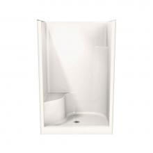 Maax Canada 100961-L-000-007 - Carlton I 47.625 in. x 34.875 in. x 74.5 in. 1-piece Shower with Left Seat, Center Drain in Biscui