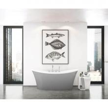 Maax Canada 106267-000-001-101 - Ariosa 6636 Acrylic Freestanding Center Drain Bathtub in White with Sterling Silver Skirt