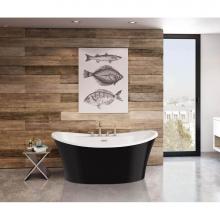 Maax Canada 106267-000-001-102 - Ariosa 6636 Acrylic Freestanding Center Drain Bathtub in White with Black Skirt