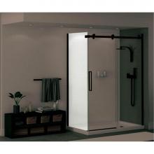 Maax Canada 139393-900-340-000 - Halo Return Panel for 30 in. Base with Clear glass in Matte Black