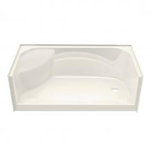 Maax Canada 148044-000-007 - Essence 59.875 in. x 33.5 in. x 20 in. Rectangular Alcove Shower Base with Center Drain in Biscuit