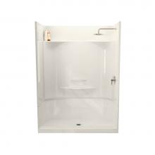 Maax Canada 148036-R-000-007 - Essence SH 59.75 in. x 30 in. x 80.125 in. 4-piece Shower with Right Seat, Left Drain in Biscuit