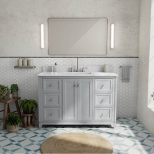 Maax Canada 107764-303-309-305 - Vanuria 48 in. Freestanding Single Sink Vanity in Light Grey with White Marble Top and Brushed Nic
