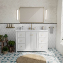 Maax Canada 107764-303-308-343 - Vanuria 48 in. Freestanding Single Sink Vanity in White with White Marble Top and Brushed Gold Har