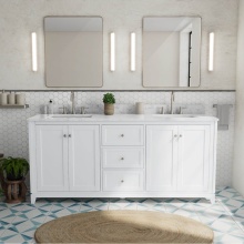 Maax Canada 107765-303-308-305 - Vanuria 72 in. Freestanding Double Sink Vanity in White with White Marble Top and Brushed Nickel H