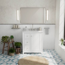 Maax Canada 107763-303-308-305 - Vanuria Left 30 in. Freestanding Single Sink Vanity in White with White Marble Top and Brushed Nic