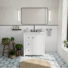 Maax Canada 107763-303-308-340 - Vanuria Left 30 in. Freestanding Single Sink Vanity in White with White Marble Top and Matte Black