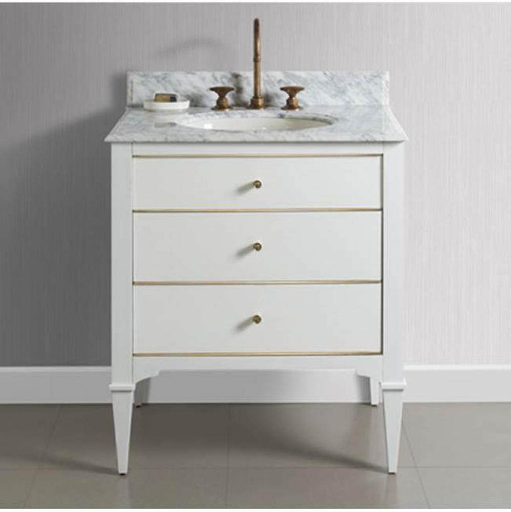 Charlottesville w/Brass 30'' Vanity - Polar White