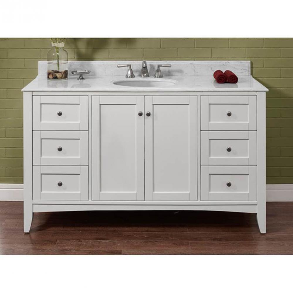 Shaker Americana 60'' Single Bowl Vanity - Polar White