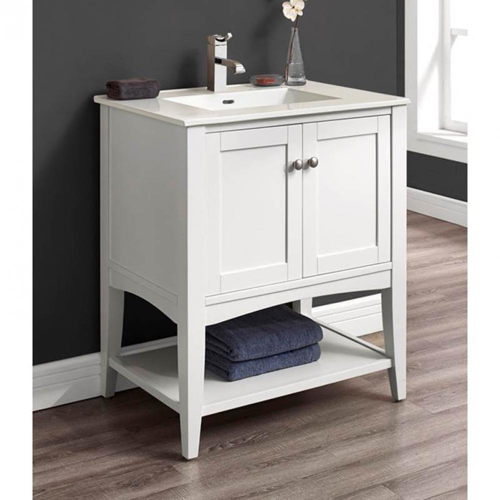 Shaker Americana 30'' Open Shelf Vanity - Polar White