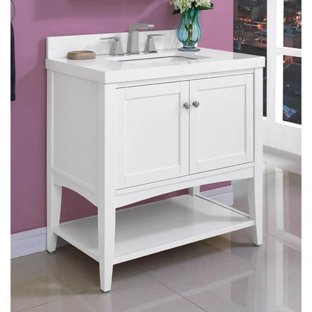 Shaker Americana 36'' Open Shelf Vanity - Polar White