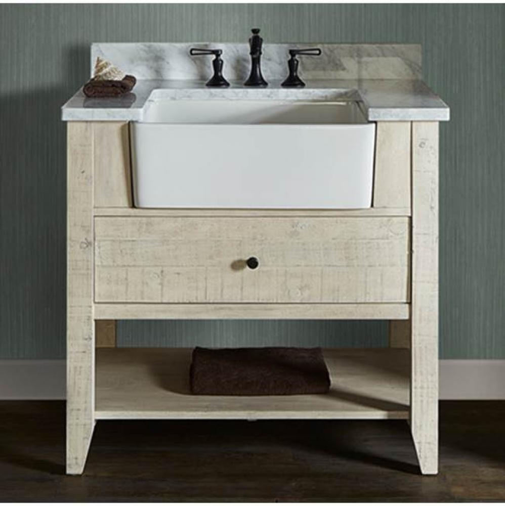 River View 36'' Open Shelf Farmhouse Vanity - Toasted Almond