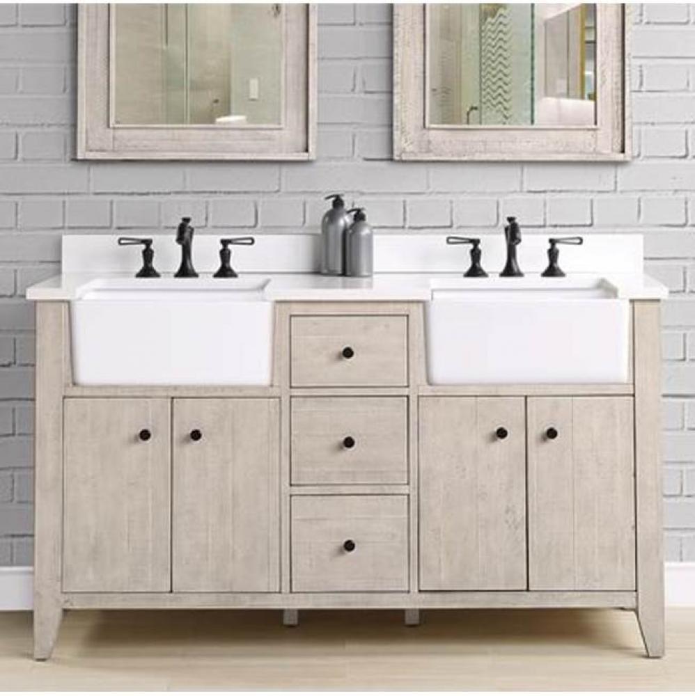 River View 60'' Double bowl Farmhouse Vanity - Toasted Almond