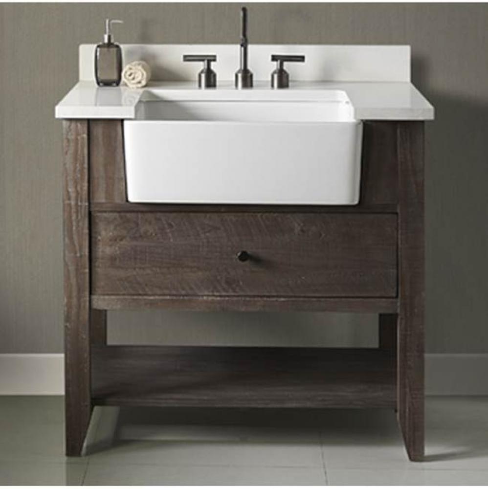 River View 36'' Open Shelf Farmhouse Vanity - Coffee Bean