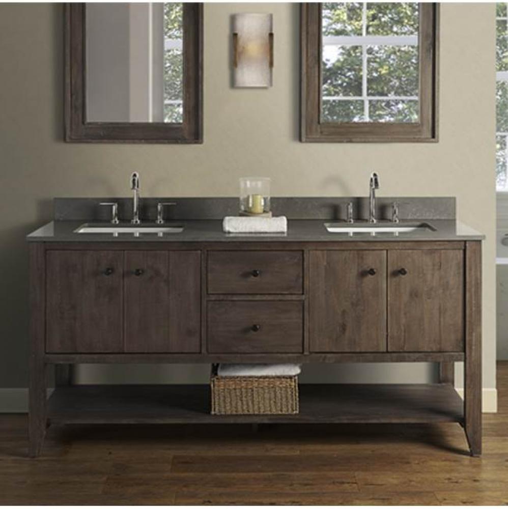 River View 72'' Double Bowl Open Shelf Vanity - Toasted Almond