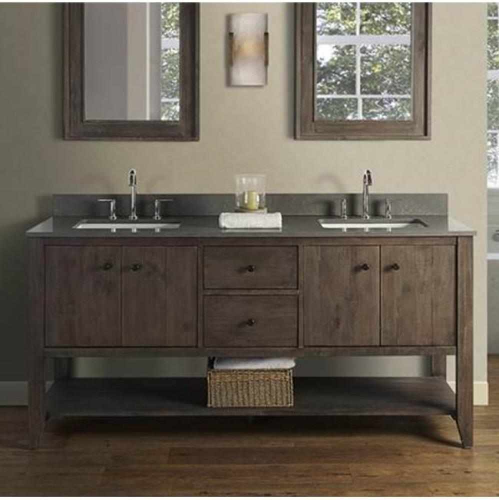 River View 72'' Double Bowl Open Shelf Vanity - Coffee Bean