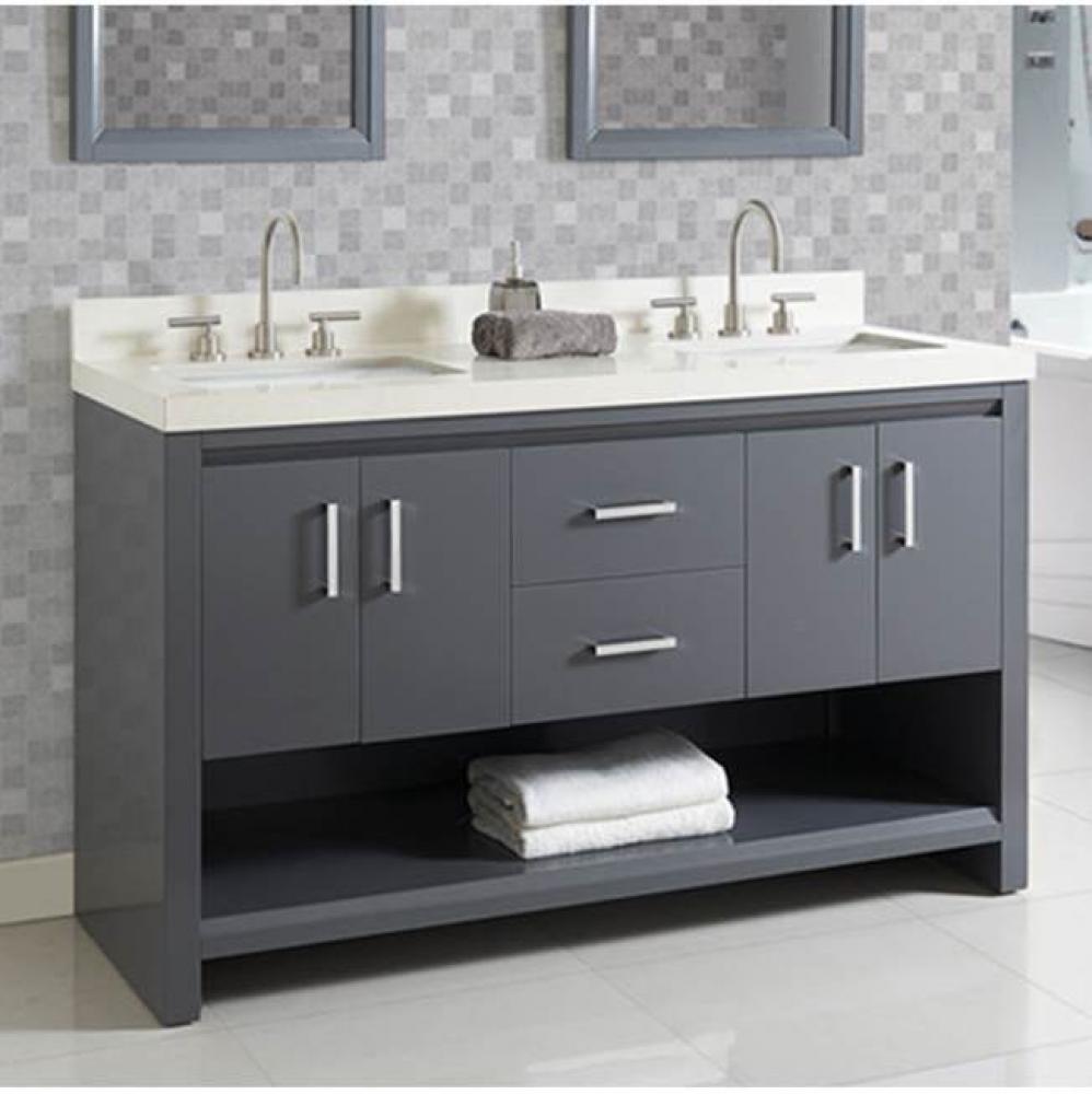 Studio One 60'' Double Bowl Vanity - Glossy Pewter