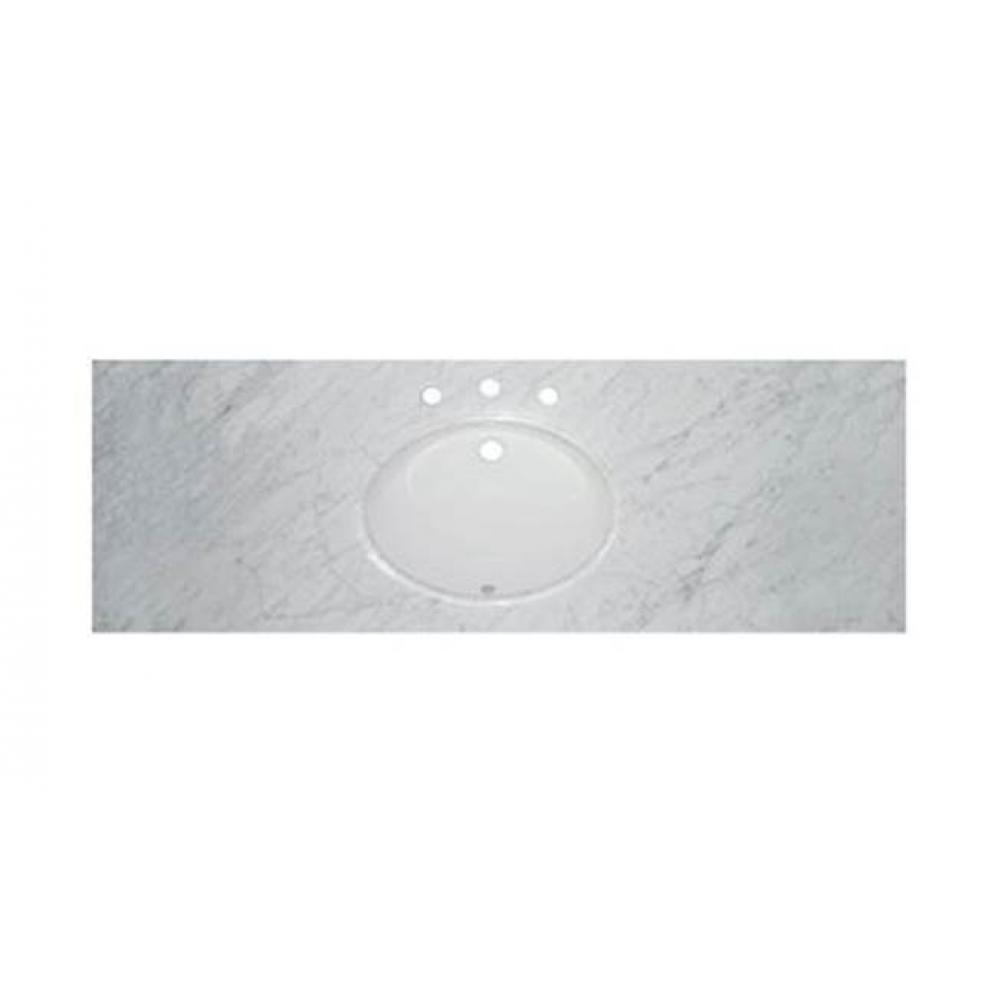 2cm (3/4'') 61'' Single Bowl White Carrera (WC) Marble Top - 8'' wid