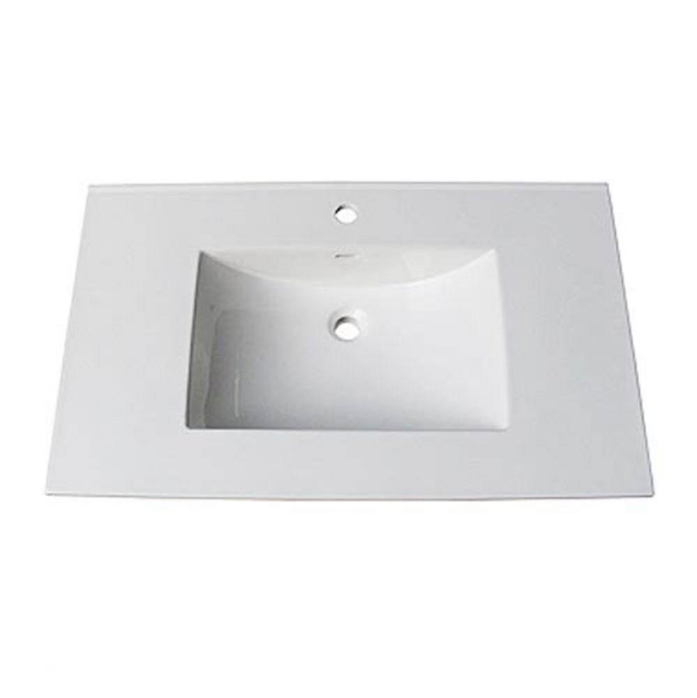 (11/16'') 37'' White Ceramic Top - single hole