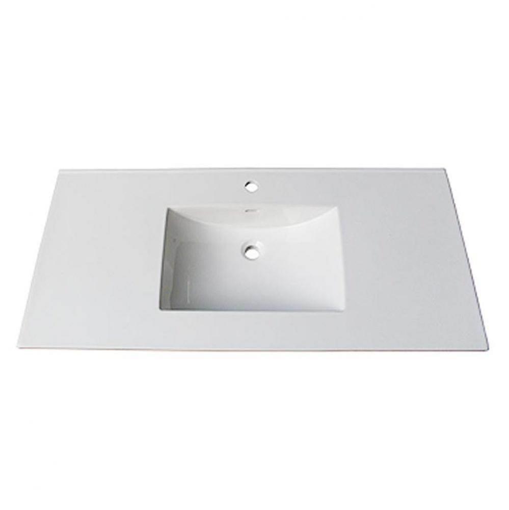 (11/16'') 49'' White Ceramic Top - single hole