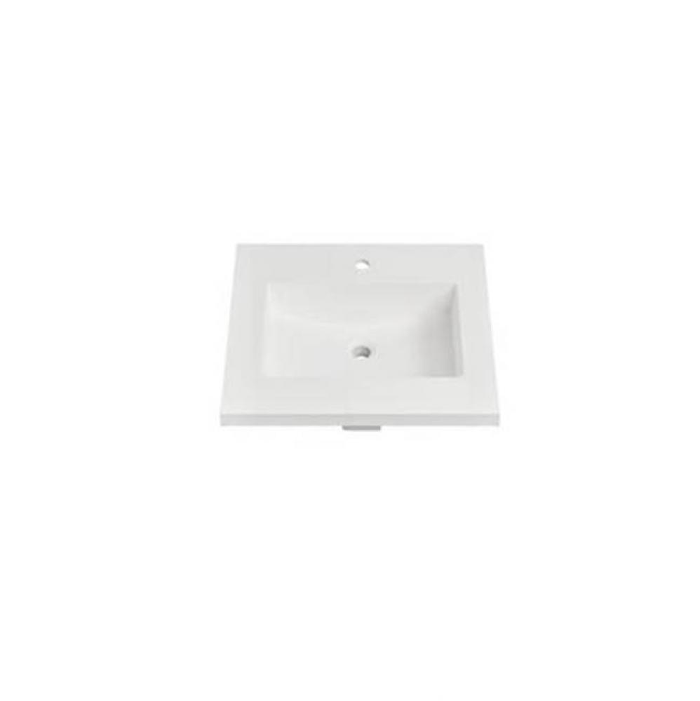 4cm (1½'') 25'' Matte White (MW) Solid Surface Top - single hole