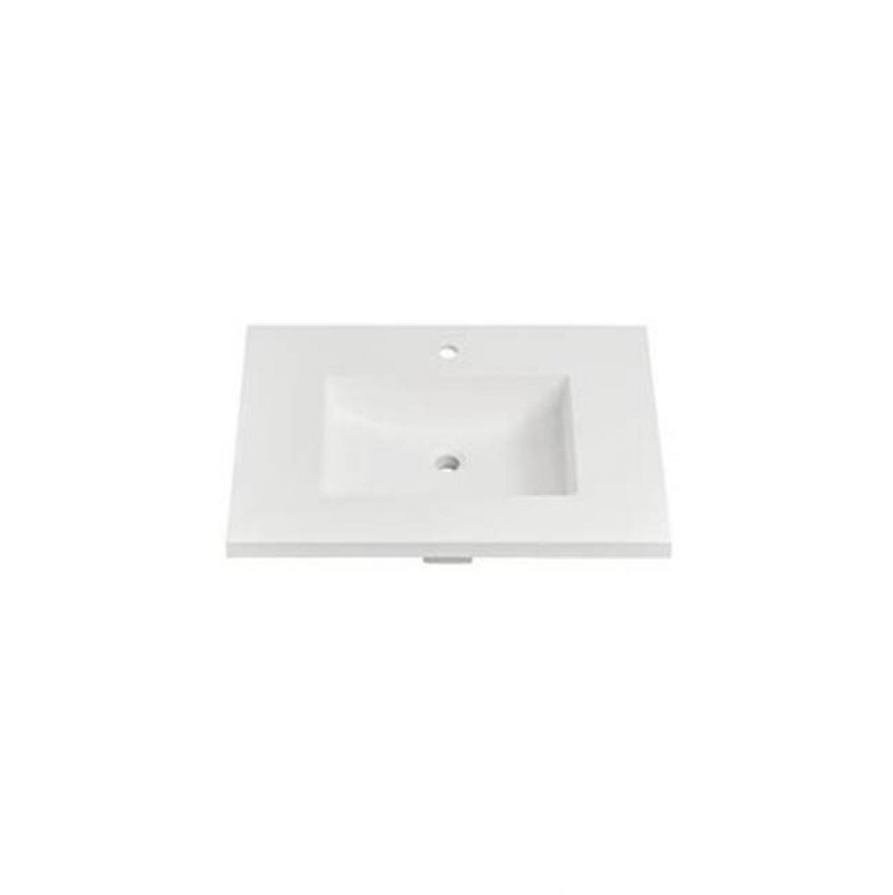 4cm (1½'') 31'' Matte White (MW) Solid Surface Top - single hole