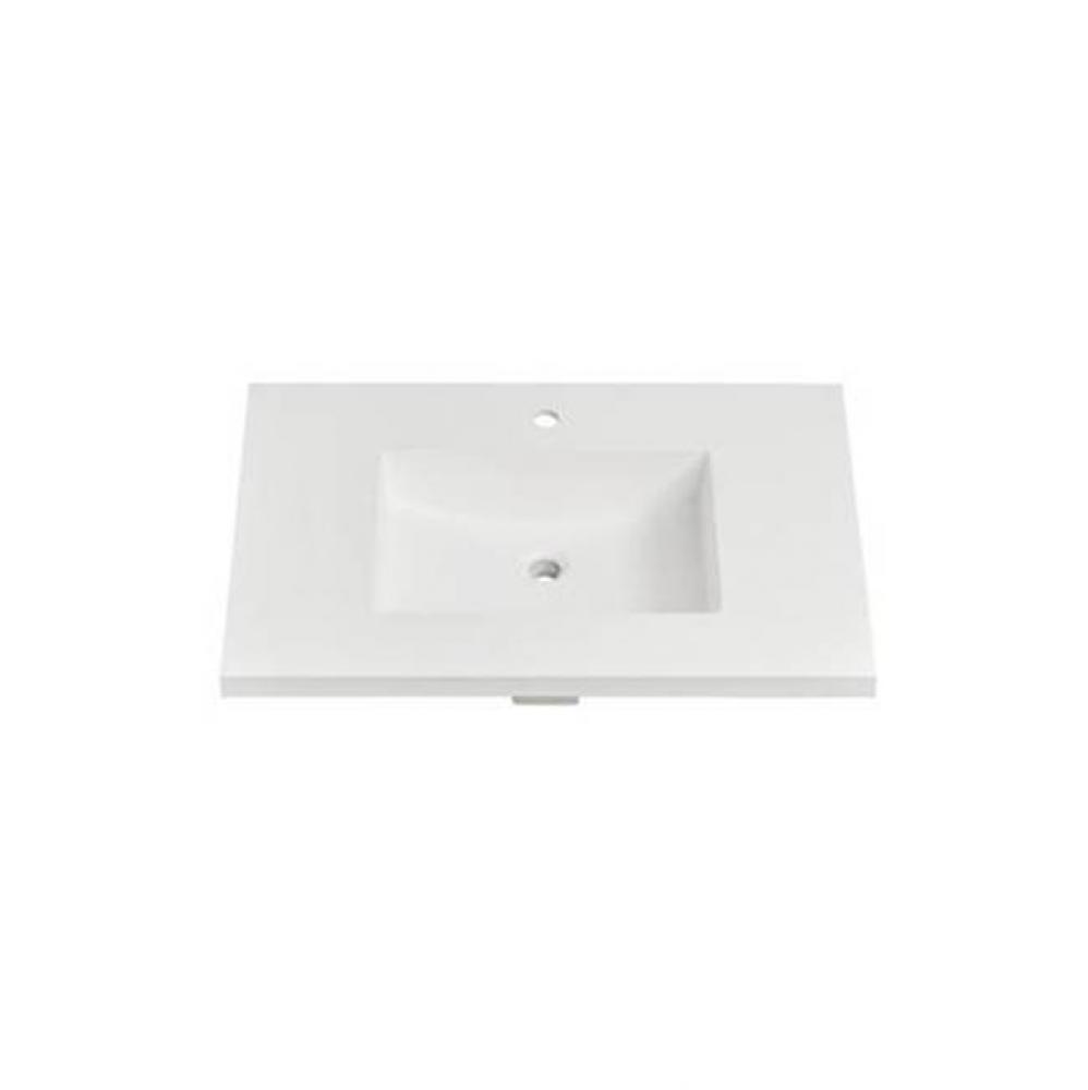 4cm (1½'') 37'' Matte White (MW) Solid Surface Top - single hole