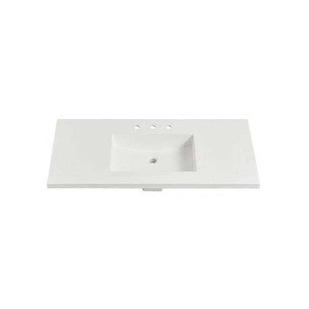 4cm (1.5in) 43in Matte White (MW) Solid Surface Top - 8in spread