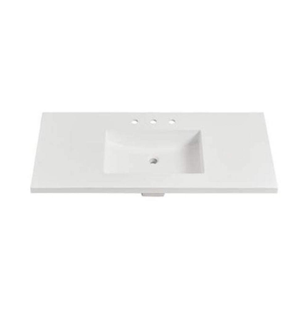 4cm (1½'') 49'' Matte White (MW) Solid Surface Top - 8'' spread