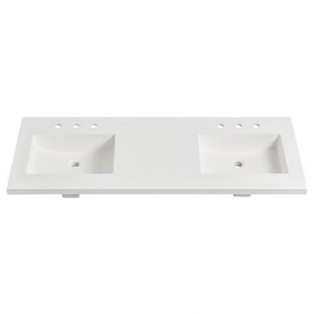 4cm (1½'') 61'' Double Bowl Matte White (MW) Solid Surface Top - 8'&