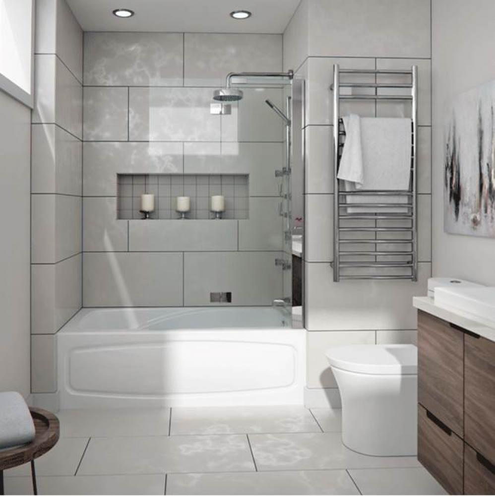 JUNA bathtub 32x60 AFR with Tiling Flange and Skirt, Right drain, Activ-Air, White JUNA3260 BJD AF