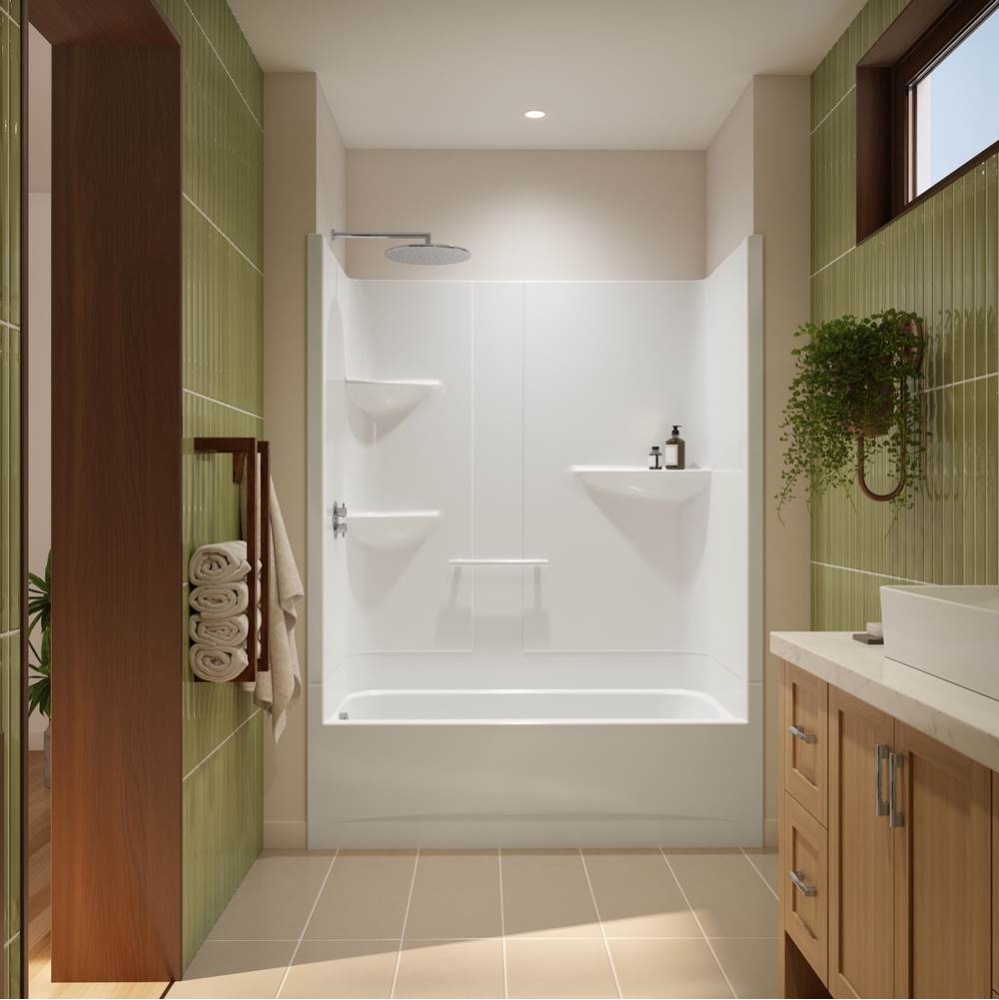 Astley Access TS-6032 Acrylic Alcove Left-Hand Drain One-Piece Tub Shower in White