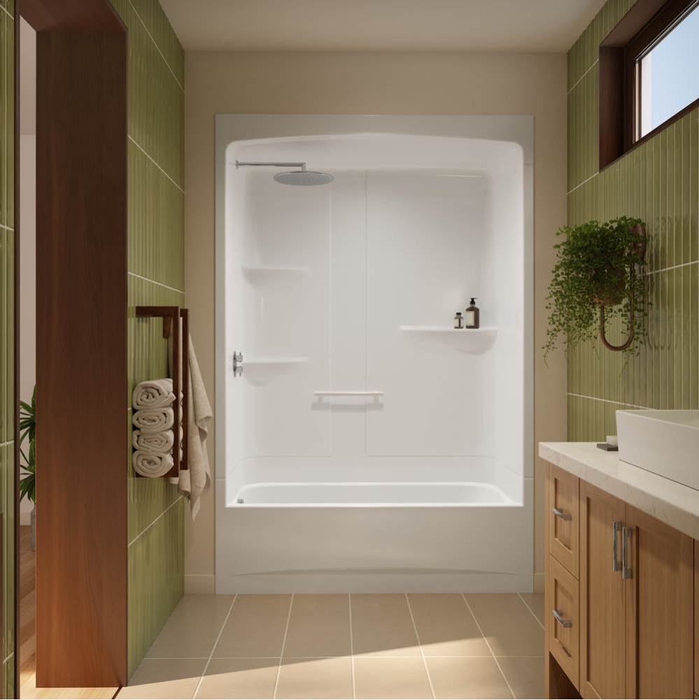 Astley Access TSR-6032 Acrylic Alcove Right-Hand Drain One-Piece Tub Shower in White