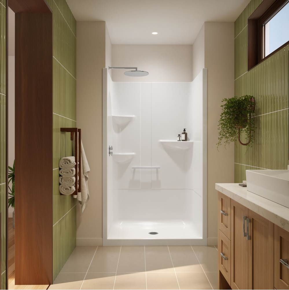 Astley SH-4834 Acrylic Alcove Center Drain One-Piece Shower in White