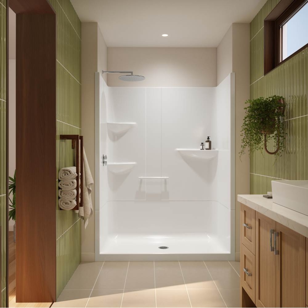 Astley SH-6034 Acrylic Alcove Center Drain One-Piece Shower in White